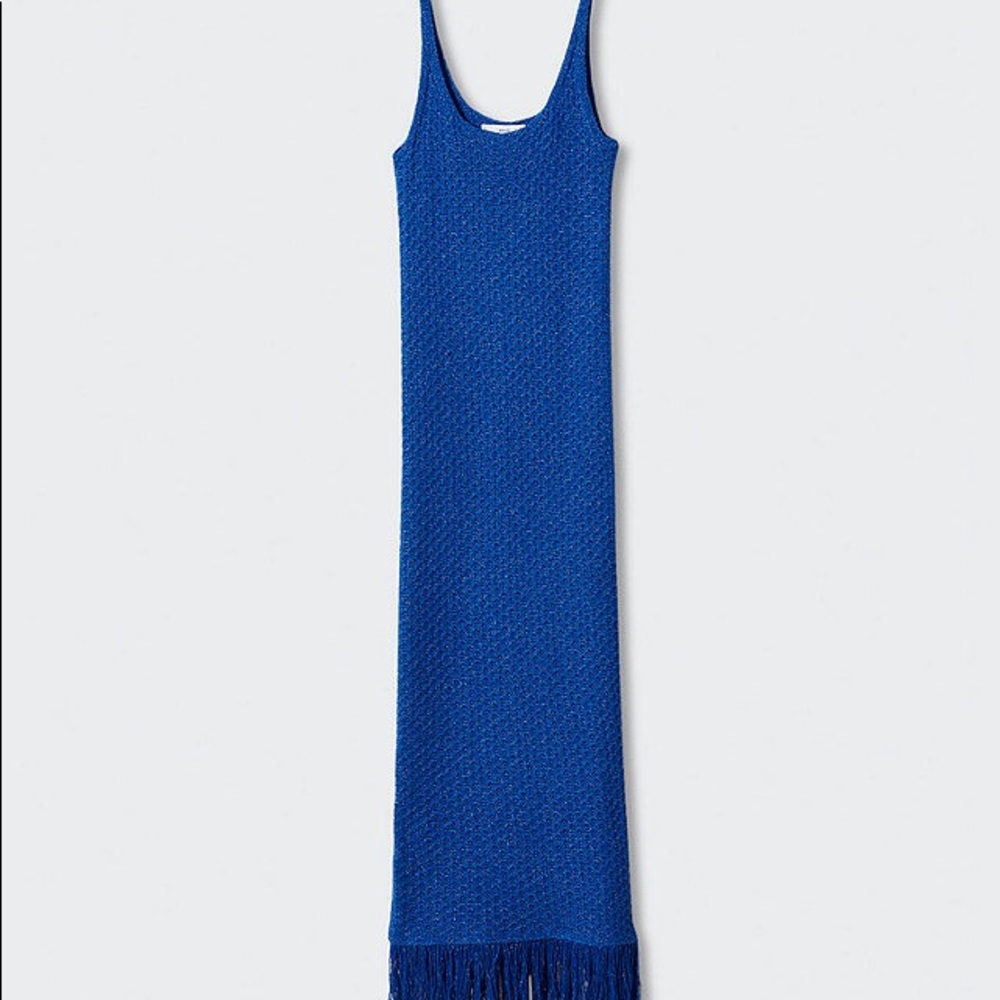 MANGO Blue Knit Maxi Dress Size Small